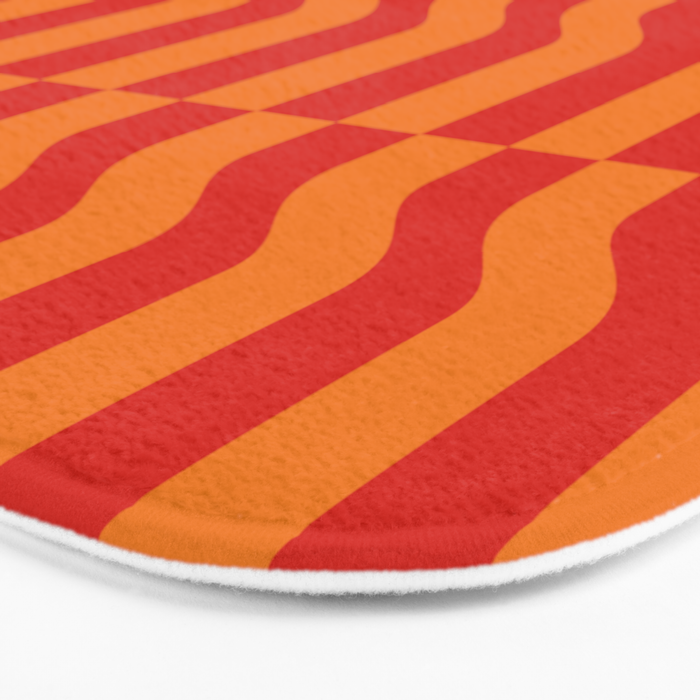 Irregular Squiggly Stripes pattern red and orange  Bath Mat Gallery Image 3