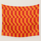 Irregular Squiggly Stripes pattern red and orange  Wall Tapestry Gallery Image 4