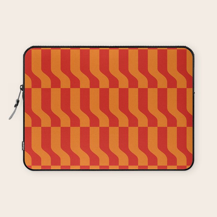 Irregular Squiggly Stripes pattern red and orange  Laptop Sleeve Gallery Image 1