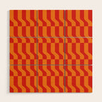 Irregular Squiggly Stripes pattern red and orange  Wood Wall Art Gallery Image 1