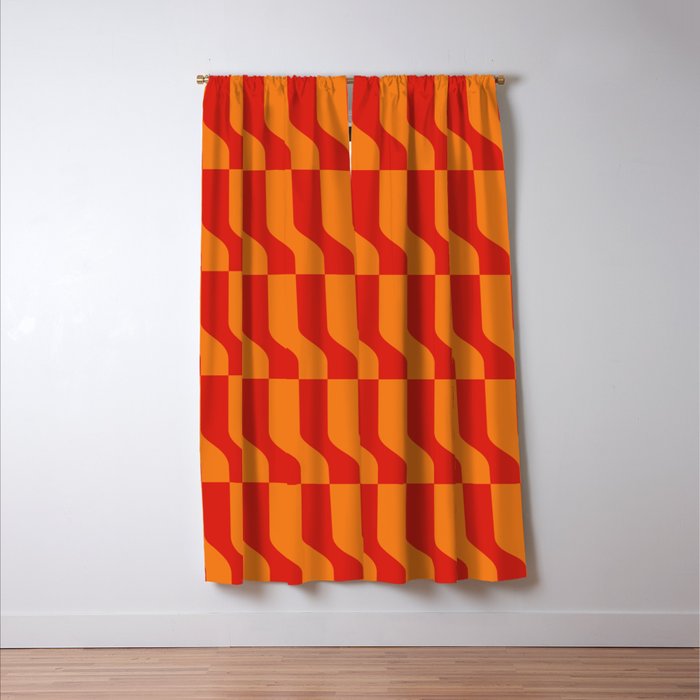 Irregular Squiggly Stripes pattern red and orange  Window Curtain Gallery Image 3