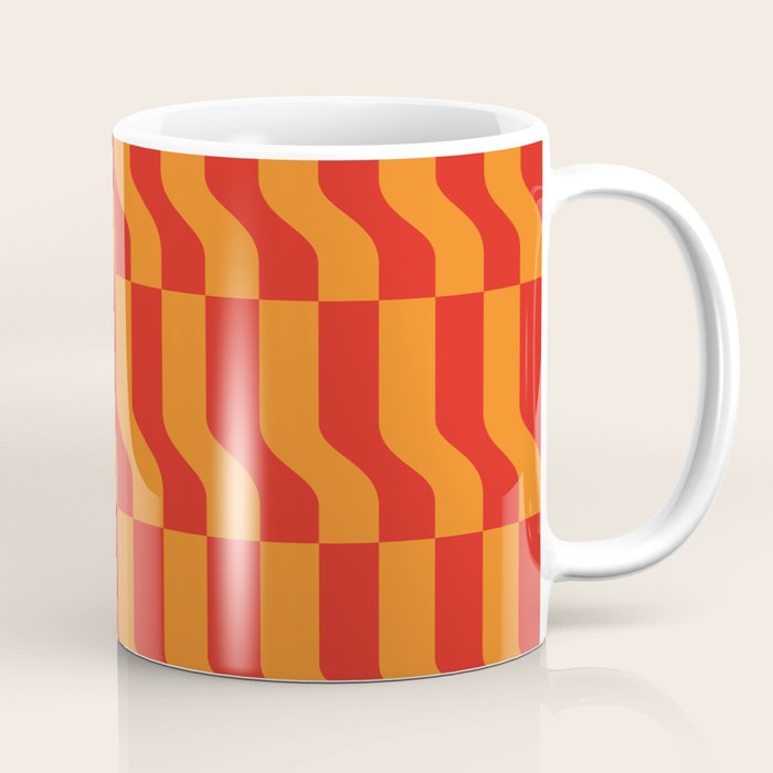 Irregular Squiggly Stripes pattern red and orange  Coffee Mug Gallery Image 1