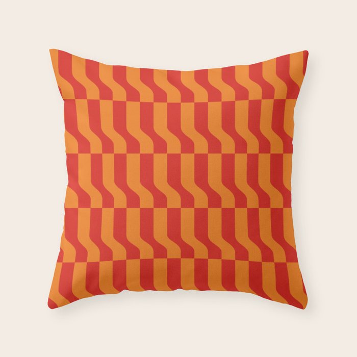Irregular Squiggly Stripes pattern red and orange  Throw Pillow Gallery Image 6