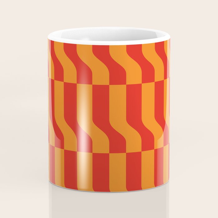 Irregular Squiggly Stripes pattern red and orange  Coffee Mug Gallery Image 4