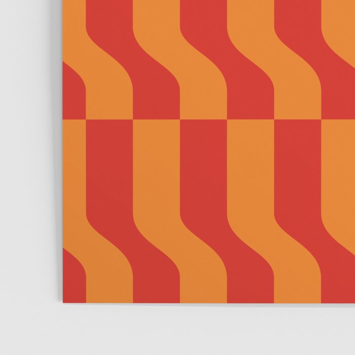 Irregular Squiggly Stripes pattern red and orange  Poster Gallery Image 3
