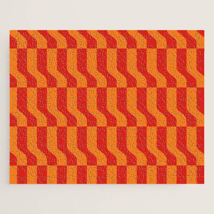 Irregular Squiggly Stripes pattern red and orange  Jigsaw Puzzle Gallery Image 1