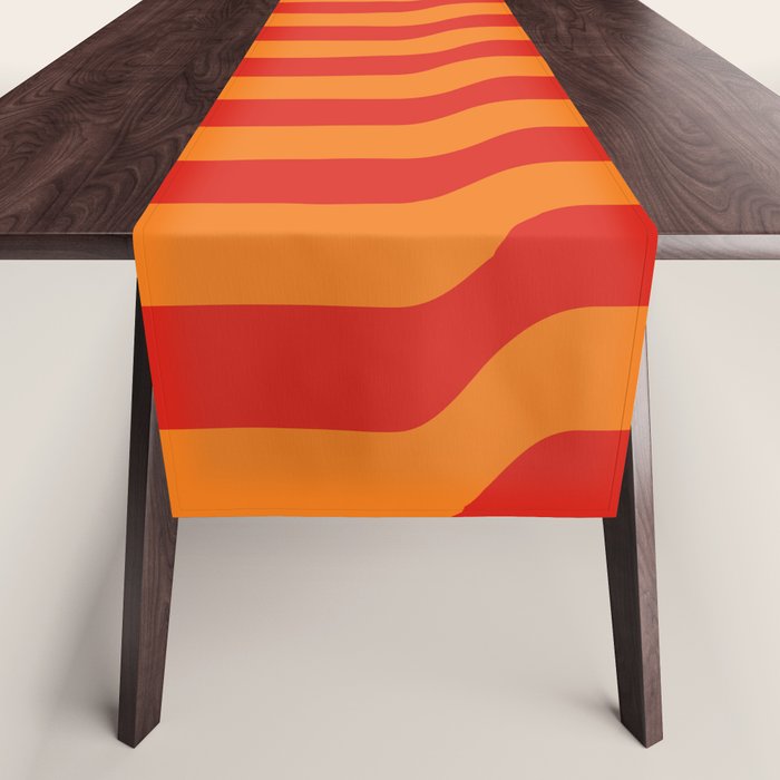 Irregular Squiggly Stripes pattern red and orange  Table Runner Gallery Image 1