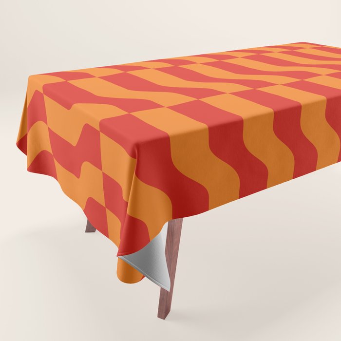 Irregular Squiggly Stripes pattern red and orange  Tablecloth Gallery Image 1