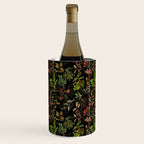 Vintage & Shabby Chic - vintage botanical wildflowers and berries on black Wine Chiller Gallery Image 1