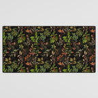 Vintage & Shabby Chic - vintage botanical wildflowers and berries on black Desk Mat Gallery Image 3