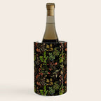 Vintage & Shabby Chic - vintage botanical wildflowers and berries on black Wine Chiller Gallery Image 3