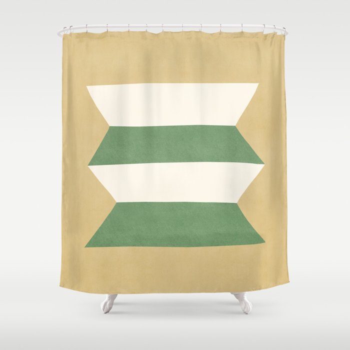 Geometric Vase - Green on Beige Shower Curtain Gallery Image 1