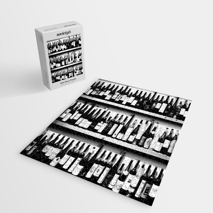Wine Bottles in Black And White #decor #society6 #buyart Jigsaw Puzzle Gallery Image 2