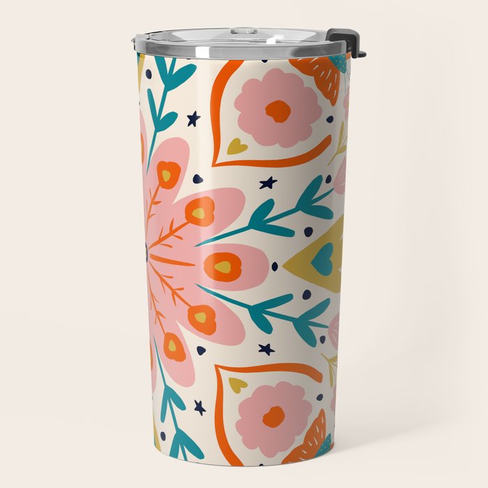 Butterfly Floral Mandala Travel Mug Gallery Image 2
