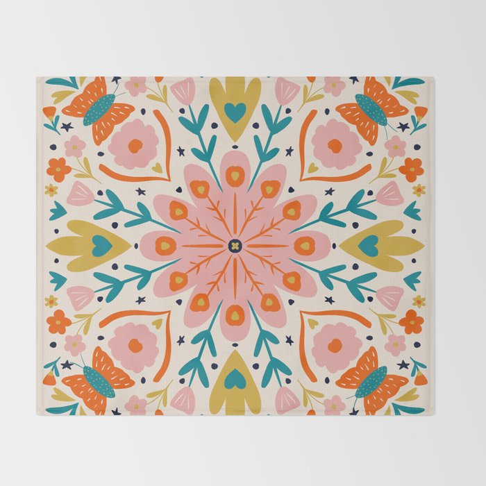 Butterfly Floral Mandala Throw Blanket Gallery Image 2