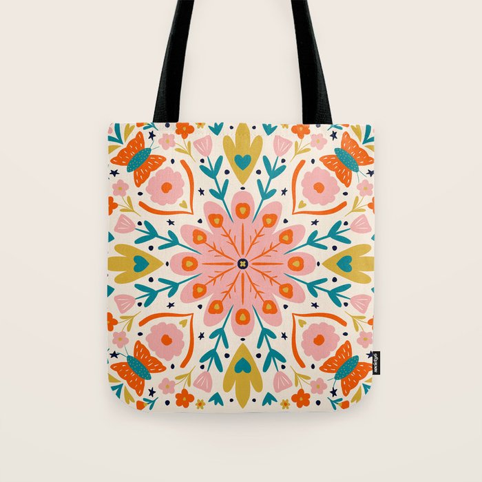 Butterfly Floral Mandala Tote Bag Gallery Image 1