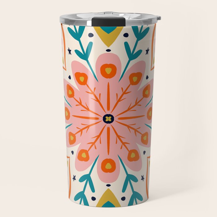 Butterfly Floral Mandala Travel Mug Gallery Image 1