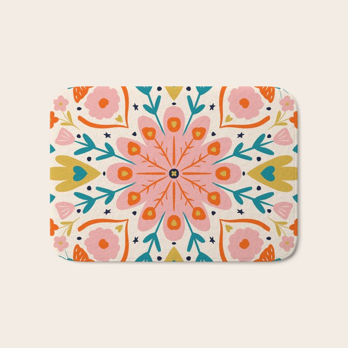 Butterfly Floral Mandala Bath Mat Gallery Image 1