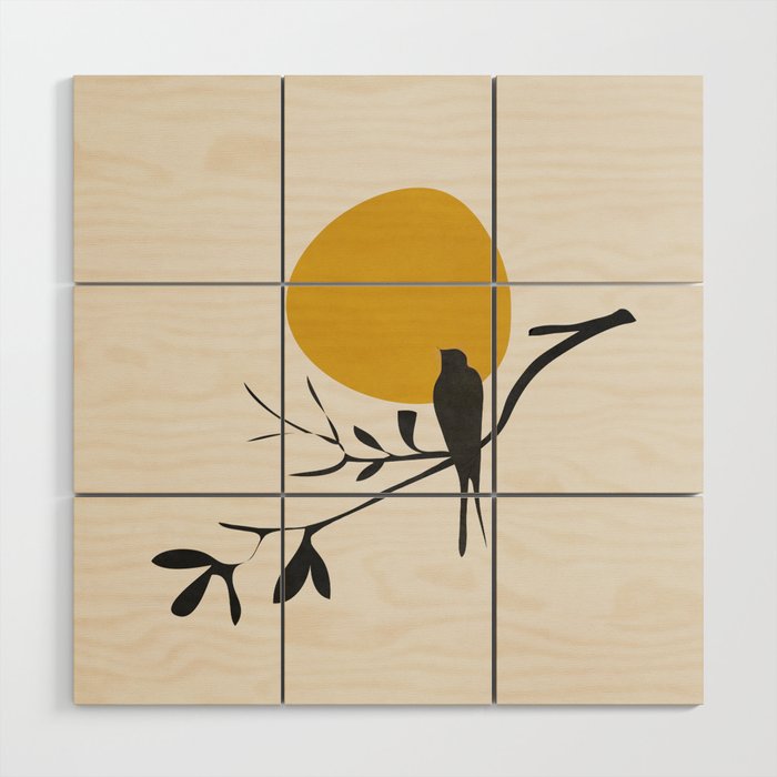 Bird and the Setting Sun Wood Wall Art Gallery Image 1