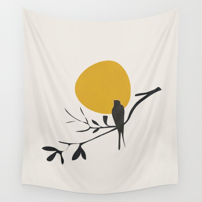 Bird and the Setting Sun Wall Tapestry Gallery Image 1