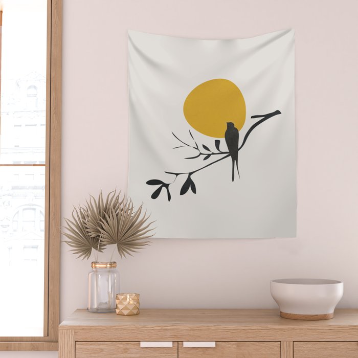 Bird and the Setting Sun Wall Tapestry Gallery Image 2