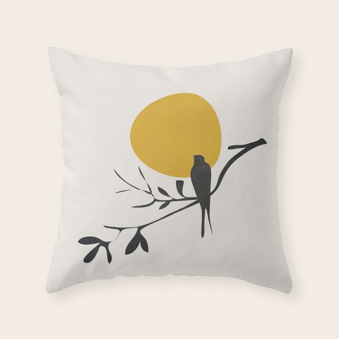 Bird and the Setting Sun Throw Pillow Gallery Image 6