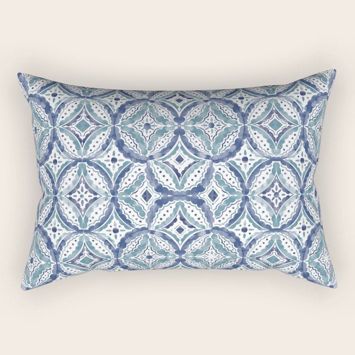 Boho Indigo Damask B Rectangular Pillow Gallery Image 2