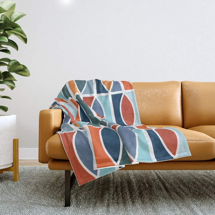 Colorful Mid Century design Throw Blanket Gallery Image 1