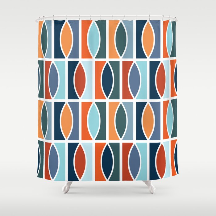 Colorful Mid Century design Shower Curtain Gallery Image 1