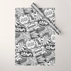 Black and White Modern Comic Book Superhero Pattern Color Colour Cartoon Lichtenstein Pop Art Wrapping Paper Gallery Image 1