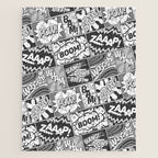 Black and White Modern Comic Book Superhero Pattern Color Colour Cartoon Lichtenstein Pop Art Jigsaw Puzzle Gallery Image 1