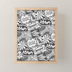 Black and White Modern Comic Book Superhero Pattern Color Colour Cartoon Lichtenstein Pop Art Mini Art Print Gallery Image 1
