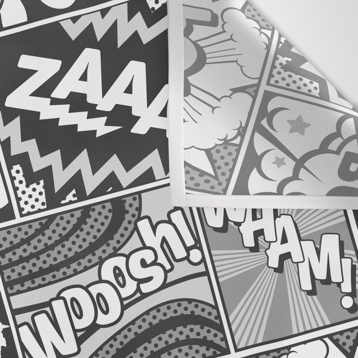 Black and White Modern Comic Book Superhero Pattern Color Colour Cartoon Lichtenstein Pop Art Wall Tapestry Gallery Image 3