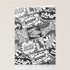 Black and White Modern Comic Book Superhero Pattern Color Colour Cartoon Lichtenstein Pop Art Stationery Card Gallery Image 2