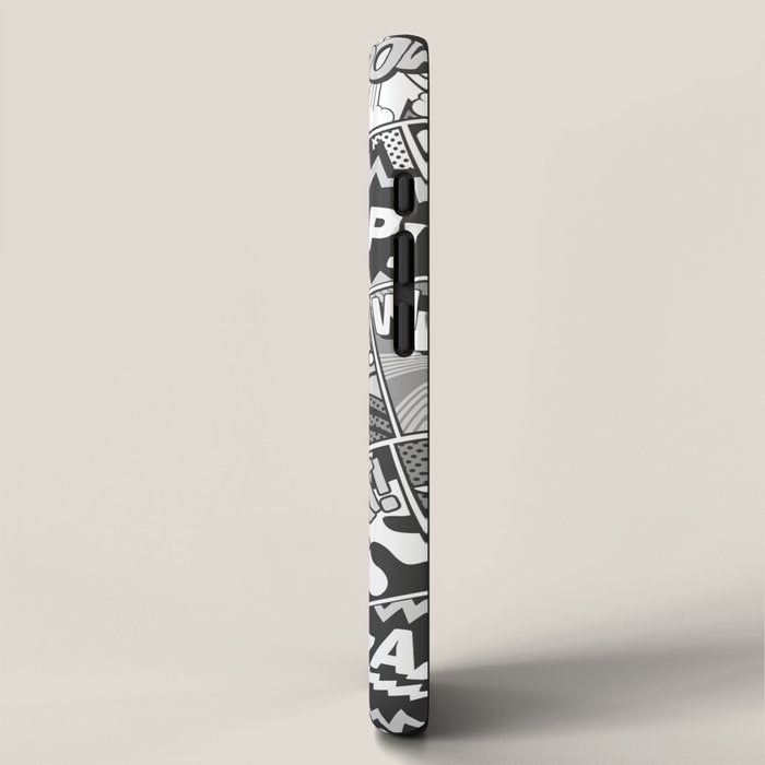 Black and White Modern Comic Book Superhero Pattern Color Colour Cartoon Lichtenstein Pop Art iPhone Case Gallery Image 2
