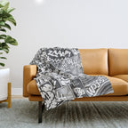 Black and White Modern Comic Book Superhero Pattern Color Colour Cartoon Lichtenstein Pop Art Throw Blanket Gallery Image 1
