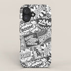 Black and White Modern Comic Book Superhero Pattern Color Colour Cartoon Lichtenstein Pop Art iPhone Case Gallery Image 1