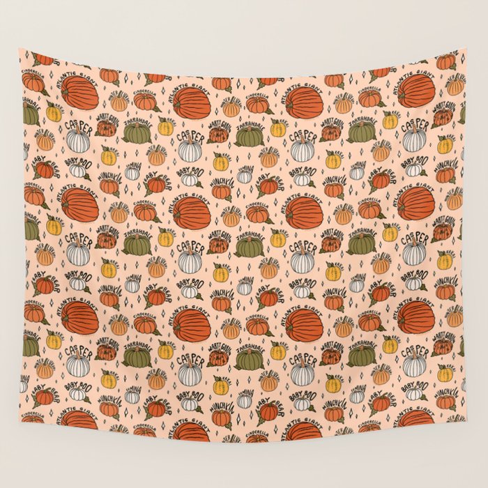 Types of Pumpkins Print Wall Tapestry Gallery Image 1