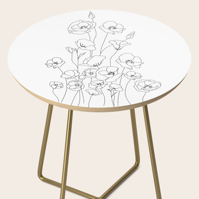 Poppy Flowers Line Art Side Table Gallery Image 2