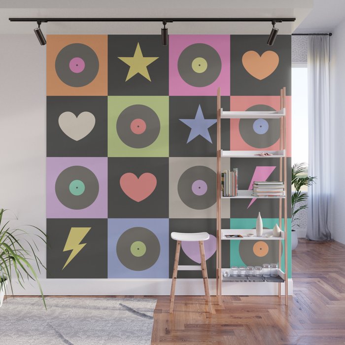Colorful Checkerboard 80s Wall Mural Gallery Image 1