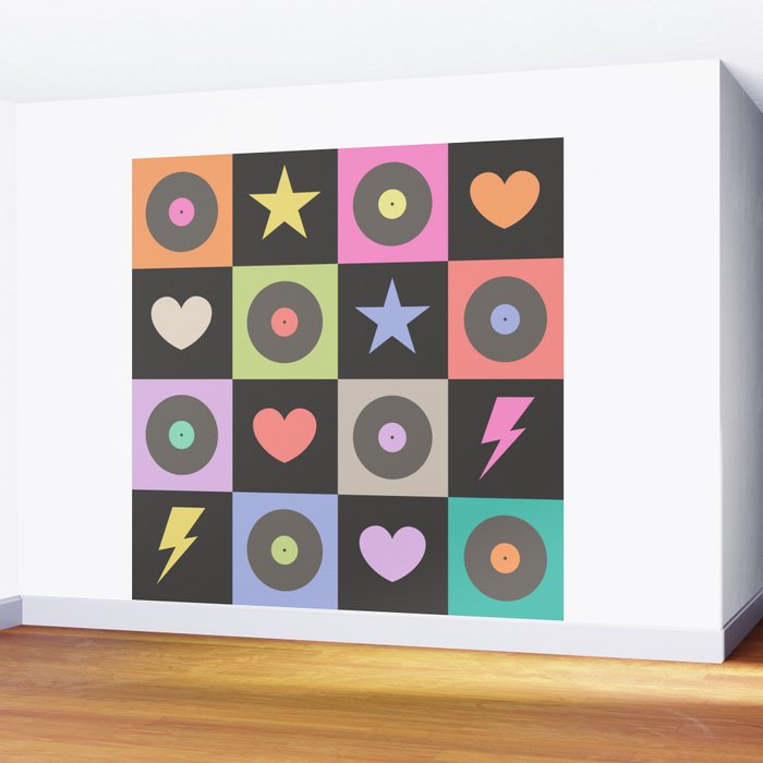 Colorful Checkerboard 80s Wall Mural Gallery Image 2