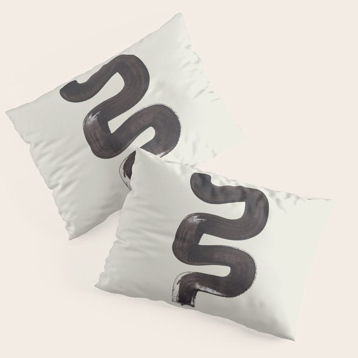 Black & White Minimalist Abstract Shapes Patterns Black Ink Painting Pillow Sham Gallery Image 3
