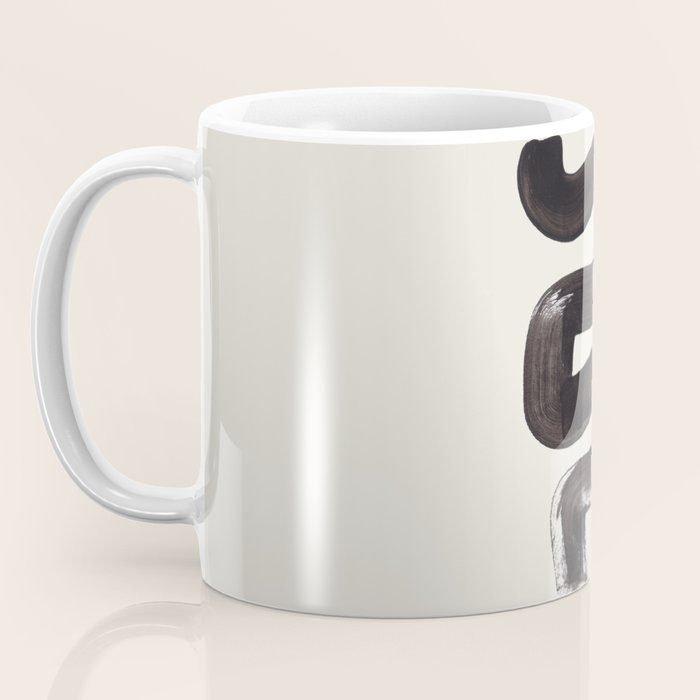 Black & White Minimalist Abstract Shapes Patterns Black Ink Painting Coffee Mug Gallery Image 3