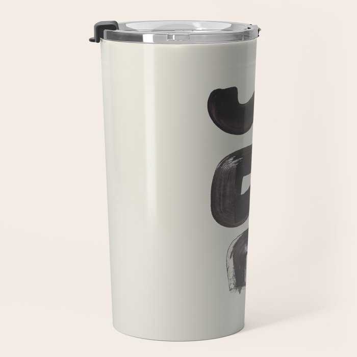 Black & White Minimalist Abstract Shapes Patterns Black Ink Painting Travel Mug Gallery Image 3