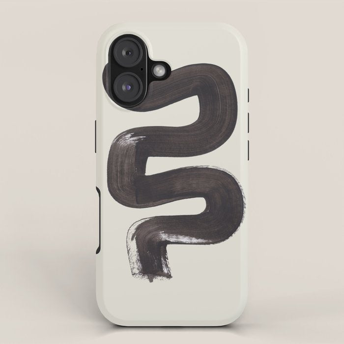 Black & White Minimalist Abstract Shapes Patterns Black Ink Painting iPhone Case Gallery Image 1