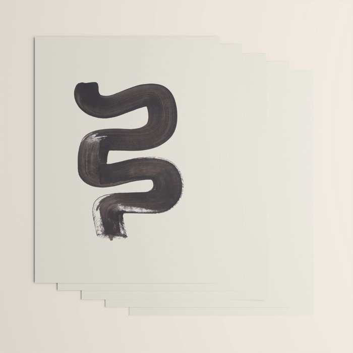 Black & White Minimalist Abstract Shapes Patterns Black Ink Painting Wrapping Paper Gallery Image 3