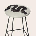 Black & White Minimalist Abstract Shapes Patterns Black Ink Painting Stool Gallery Image 2