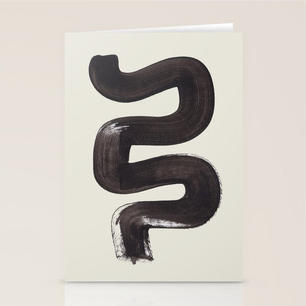 Black & White Minimalist Abstract Shapes Patterns Black Ink Painting Stationery Card Gallery Image 1