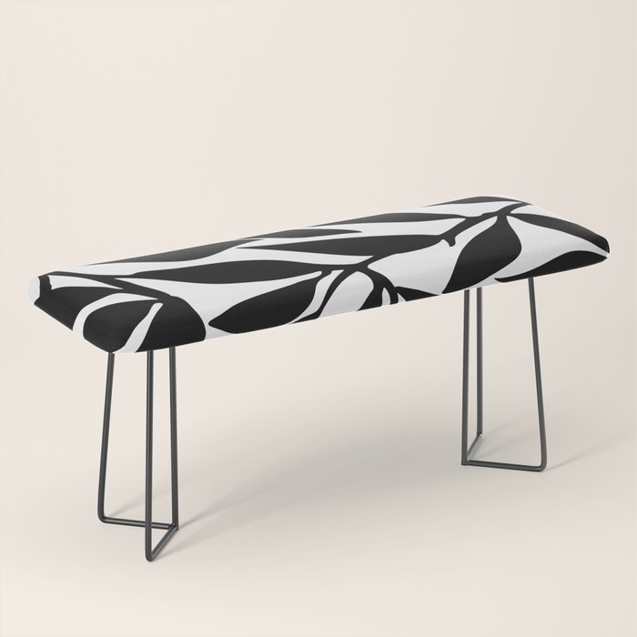 Bold Black White Botanical Leaf Silhouettes Bench Gallery Image 1