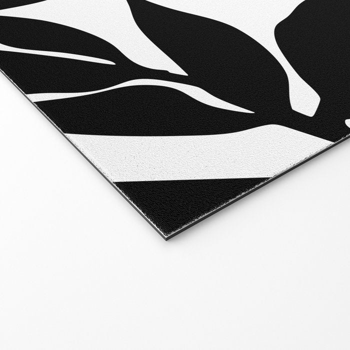 Bold Black White Botanical Leaf Silhouettes Welcome Mat Gallery Image 2